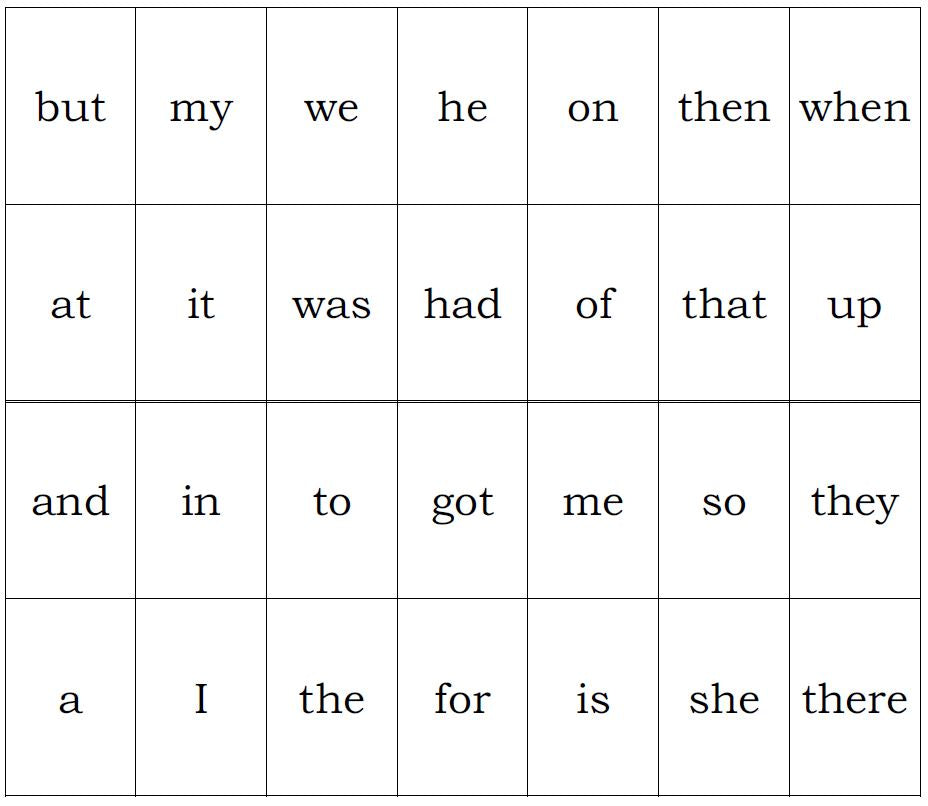 High Frequency Word Games