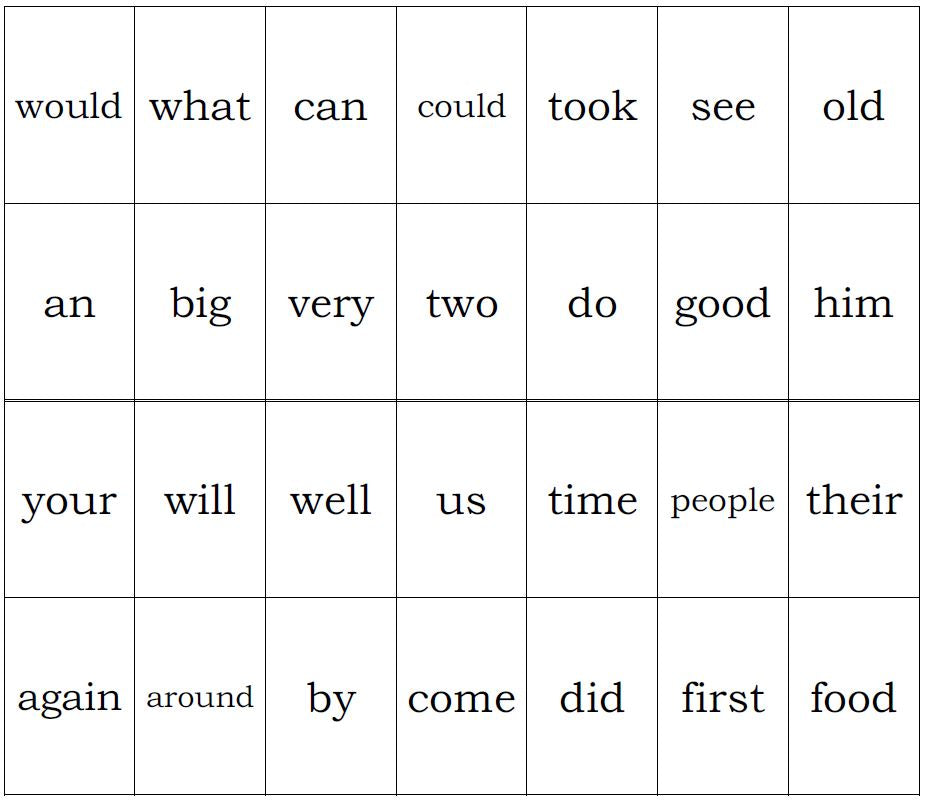 High Frequency Word Games