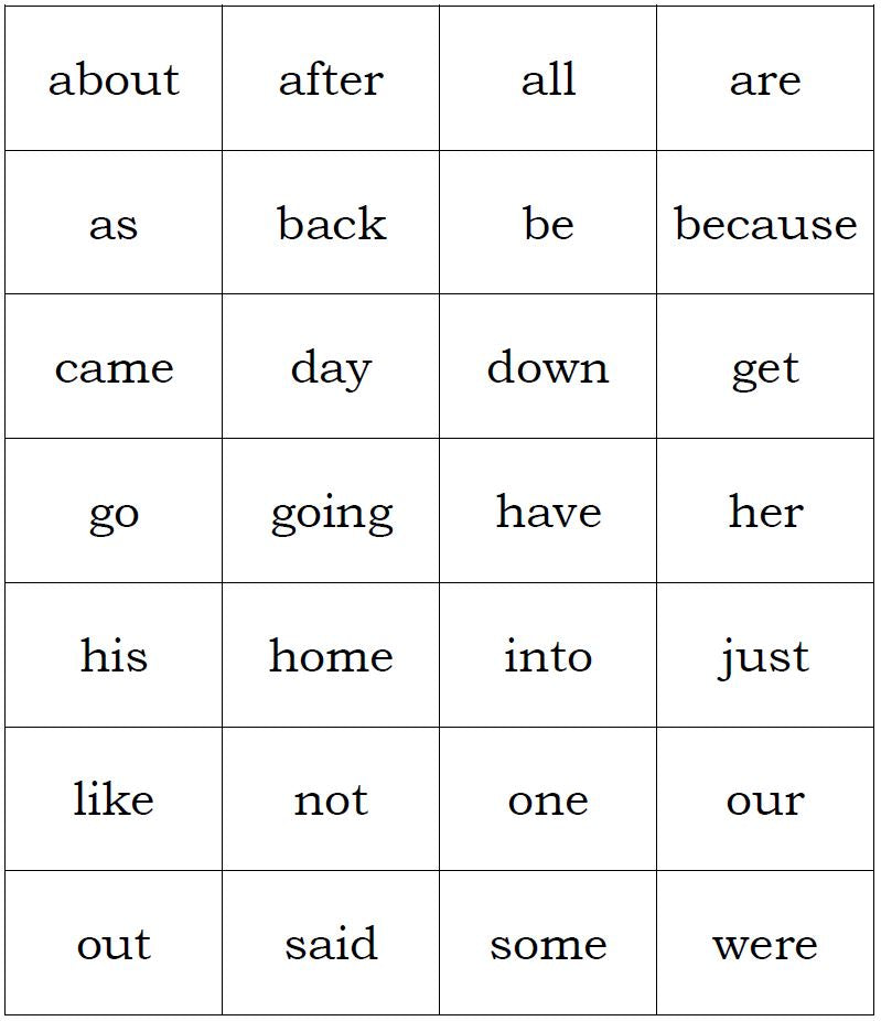 High Frequency Word Games