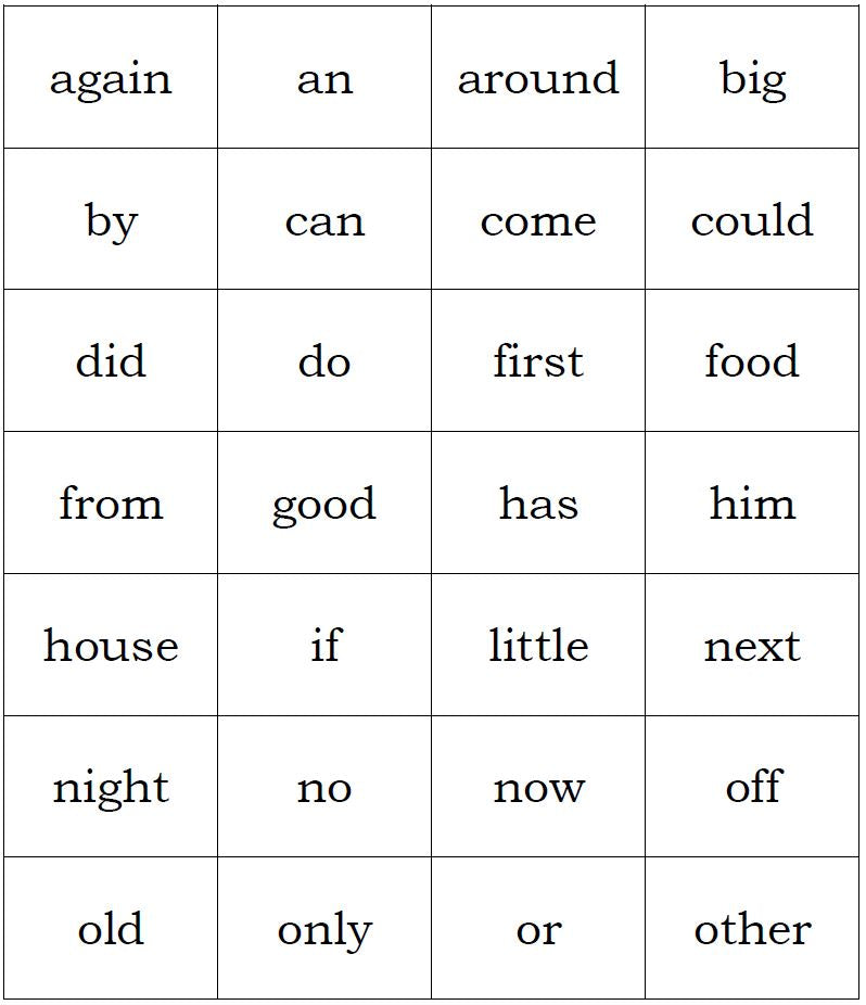 High Frequency Word Games